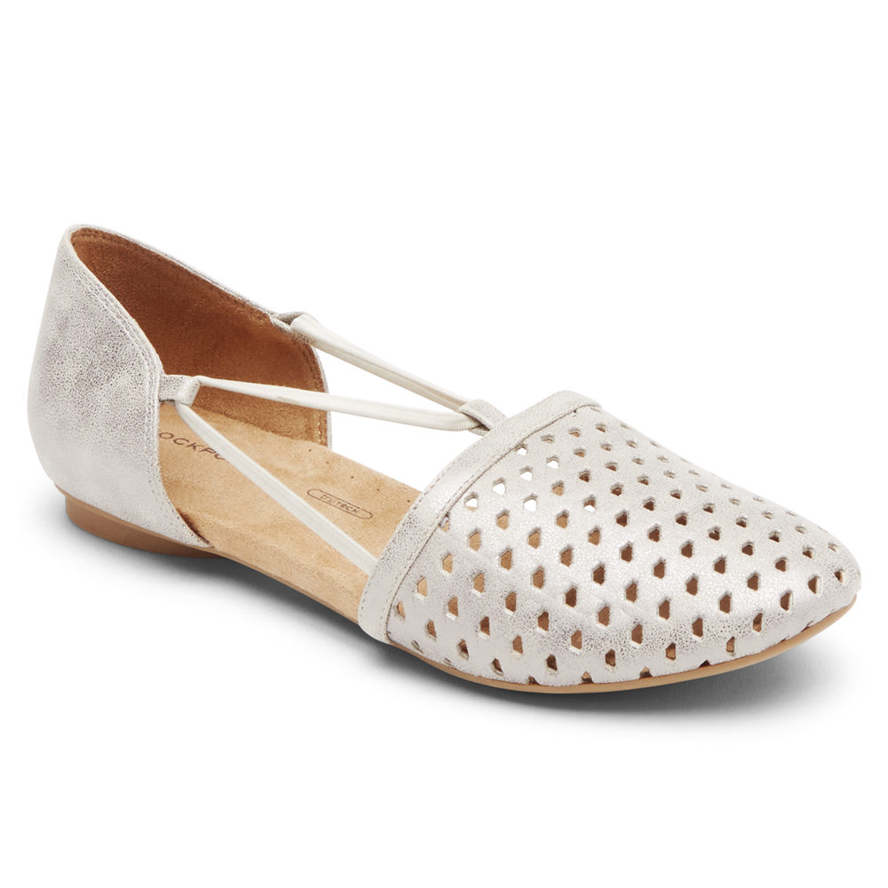 Rockport Singapore Womens Flats - Reagan Perforated White - MX7309265